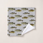 魚釣りをテーマにしたWalleye Bass Angler Green Men's バスタオルセット (ウォッシュタオル)