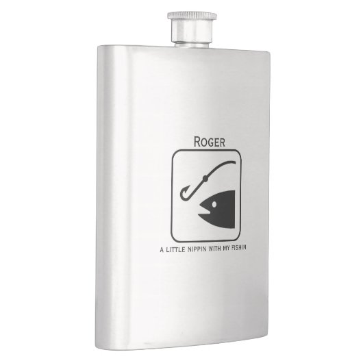魚釣りをテーマパーソナライズされたにしたメタルフラスコ フラスク (右)