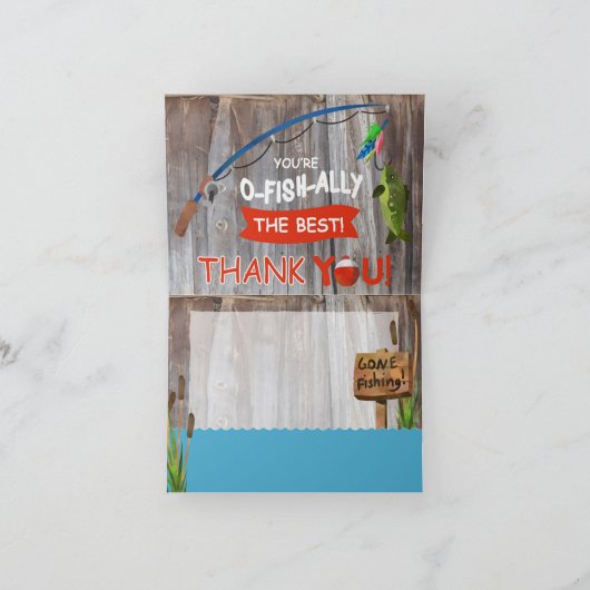 魚釣りアウトドアスマンをテーマにした有難う サンキューカード (内部)
