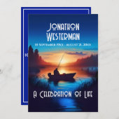 魚釣りアットサンセットお祝いオブライフ 招待状 (正面/裏面)