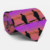 魚釣りアットサンセットシルエットタイ ネクタイ (ロール)