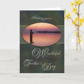 魚釣りアットサンセット父の日のカード カード (黄色い花)