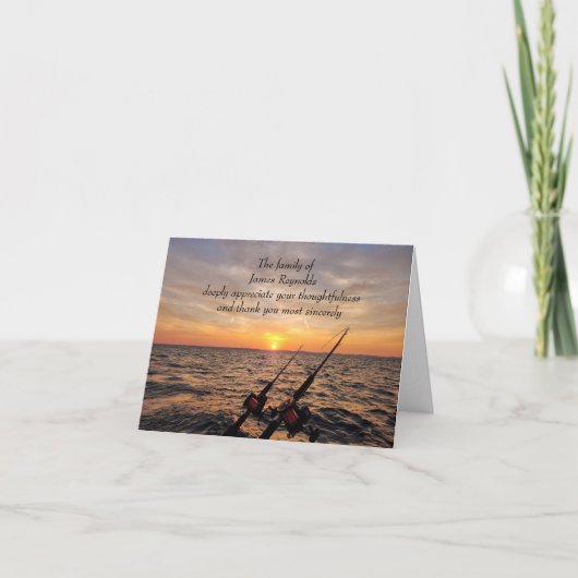魚釣りアットサンライズ悔やみや弔慰サンキュー カード (正面)