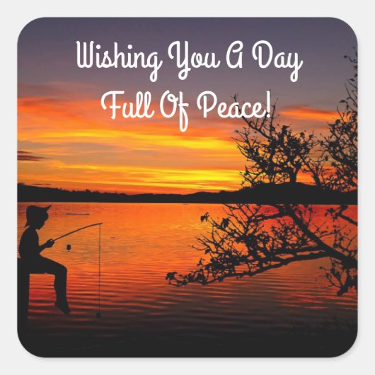 魚釣りアットサンライズ スクエアシール (正面)