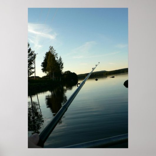 魚釣りアットデュスクプリント ポスター (正面)