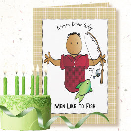 魚釣りアフリカ系アメリカ人男性マンガ誕生日 カード