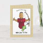 魚釣りアフリカ系アメリカ人男性マンガ誕生日 カード (正面)
