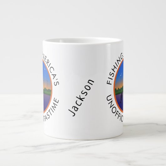 魚釣りアメリカの非公式の娯楽 ジャンボコーヒーマグカップ (正面)