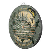 魚釣りアメリカスタムカ国旗のファミリ名の開始日 ダーツボード (正面右)