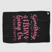 魚釣りアートが魚の生き残り ゴルフタオル (横)