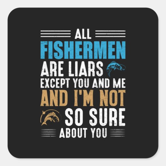 魚釣りアートオールフィッシャーマン スクエアシール (正面)