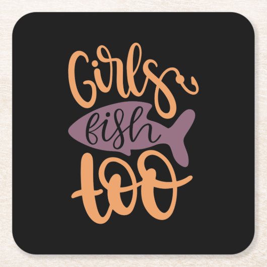 魚釣りアートガールズフィッシュ スクエアペーパーコースター (正面)