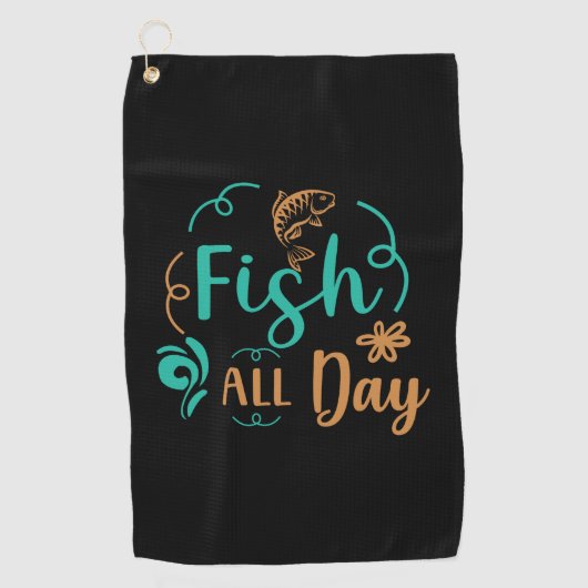 魚釣りアートフィッシュ終日 ゴルフタオル (正面)