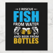 魚釣りアートI水から魚を救出 ワインラベル (シングルラベル)