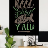 魚釣りア実在ートガールズフィッシュオール ポスター (ホームオフィス)