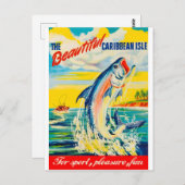 魚釣りインカリブのスル ポストカード (正面/裏面)