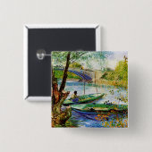 魚釣りイン春ビンセント・ヴァン・ゴッホ 缶バッジ (正面&裏面)