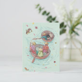 魚釣りウィメンズインメコンデルタベトナムウォーター色 ポストカード (スタンド正面)