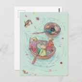 魚釣りウィメンズインメコンデルタベトナムウォーター色 ポストカード (正面/裏面)