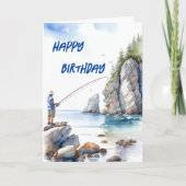 魚釣りオフRocks愛好家の誕生日カード カード (正面)