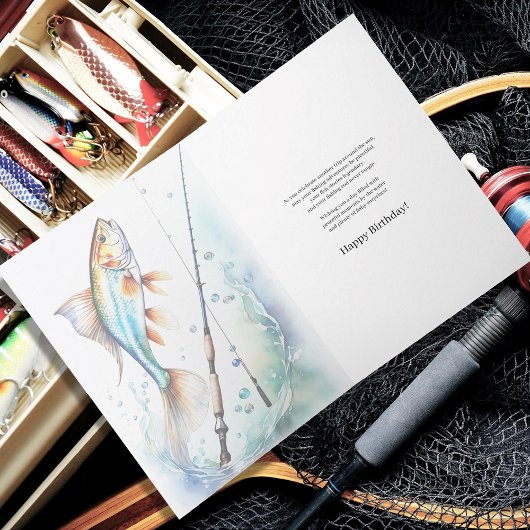魚釣りオフRocks愛好家の誕生日カード カード