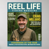 魚釣りカスタムマガジンカバー、フィッシャーマンポートレート ポスター (正面)