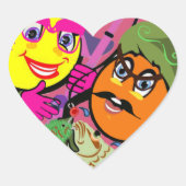 魚釣りカップル ハートシール (正面)