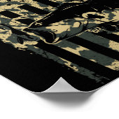 魚釣りカモフラージュUSAバスフィッシャーマン国旗 ポスター (角)