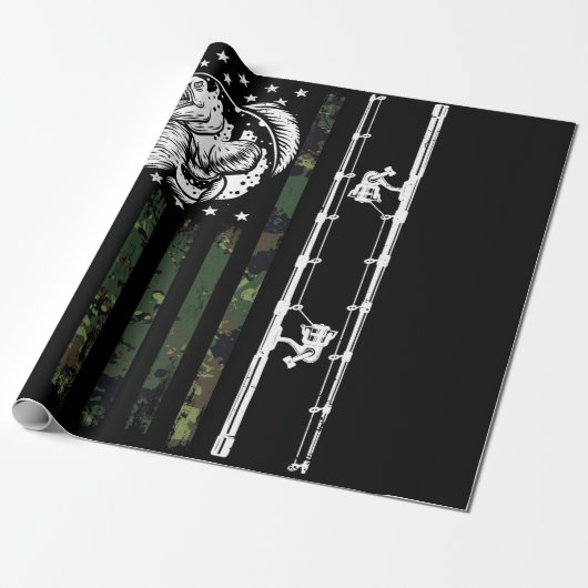 魚釣りカモフラージュUSAバスフィッシャーマン国旗 ラッピングペーパー (アンロールド)