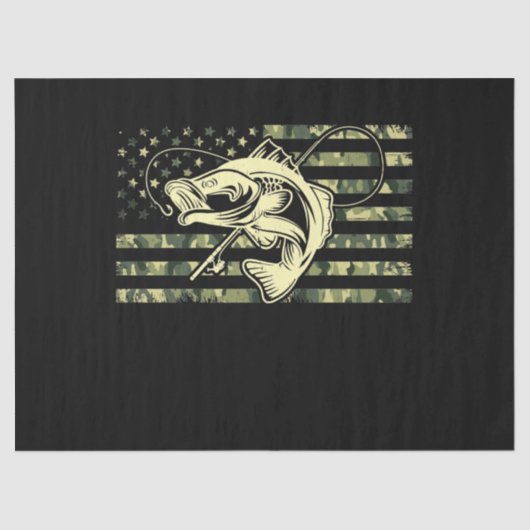 魚釣りカモフラージュUSAバスフィッシャー州旗 薄葉紙 (正面)