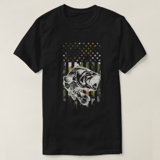 魚釣りカモフラージュUSAフラッグバスフィッシャーマンギフト Tシャツ