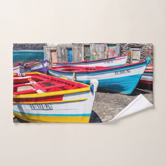 魚釣りカラフルボーツケープヴェルデ バスタオルセット (ハンドタオル)