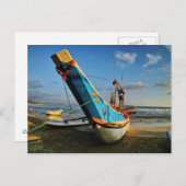 魚釣りカラフルボートの海 ポストカード (正面/裏面)