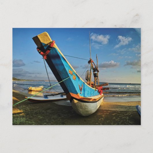 魚釣りカラフルボートの海 ポストカード (正面)