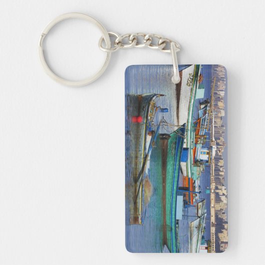 魚釣りカラフル船 キーホルダー (正面)