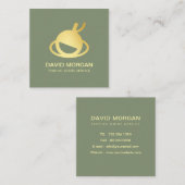 魚釣りガイドサービスSageグリーンと金ゴールド スクエア名刺 (正面/裏面)