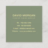 魚釣りガイドサービスSageグリーンと金ゴールド スクエア名刺 (裏面)
