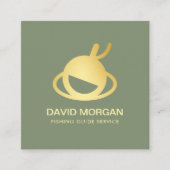 魚釣りガイドサービスSageグリーンと金ゴールド スクエア名刺 (正面)