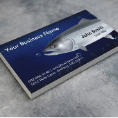 魚釣りガイドサーモンフィッシュネイビーブルー 名刺