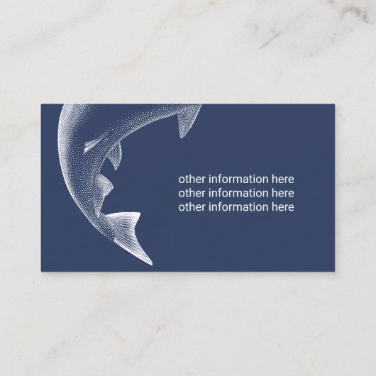 魚釣りガイドプロフェッショナルフィッシャーマンネイビーブルー 名刺 (裏面)