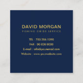 魚釣りガイド魚釣りフロートロゴネイビーと金ゴールド スクエア名刺 (裏面)