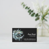 魚釣りガイド魚釣り文字プレーンブラック 名刺 (スタンド正面)