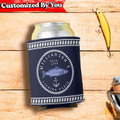 魚釣りキャビンファミリー名ネイビーブルー素朴 缶クーラー