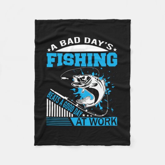 魚釣りギフトアグッドデイ魚釣り フリースブランケット (正面)