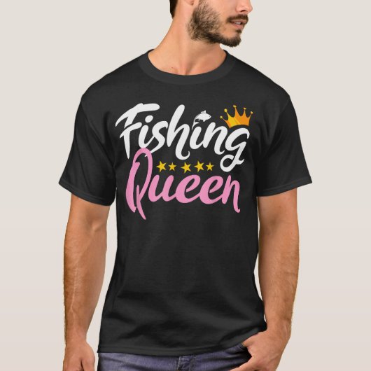 魚釣りクイーンおもしろいフィッシャーマン水中競技愛好家W Tシャツ (正面)