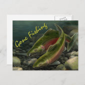 魚釣りクマはがききカスタムサーモン魚はがき ポストカード (正面/裏面)