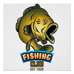 魚釣りクラブサインとバッジ ポスター