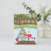 魚釣りクリスマスとサンタクロース シーズンポストカード (スタンド正面)