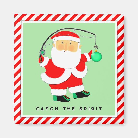 魚釣りクリスマスストッキングスタッファー マグネット (正面)