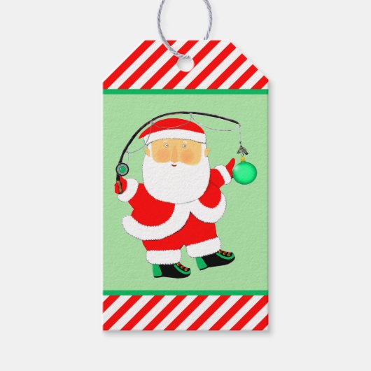 魚釣りクリスマスホリデーギフトラベル ギフトタグ (正面)